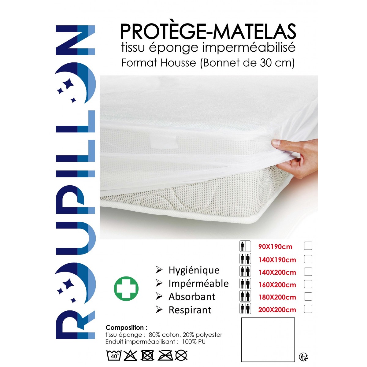 PROTÈGE MATELAS | Coton-Polyester | Imperméabilisé