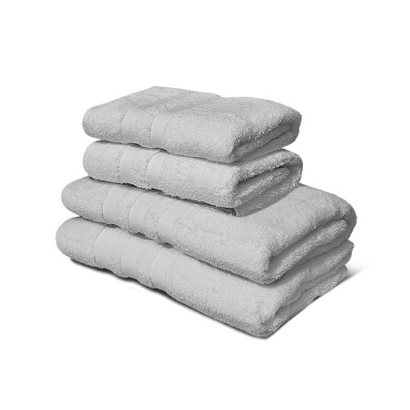 Lot de 2 serviettes + 2 draps de douche 100% Coton - 500g/m²